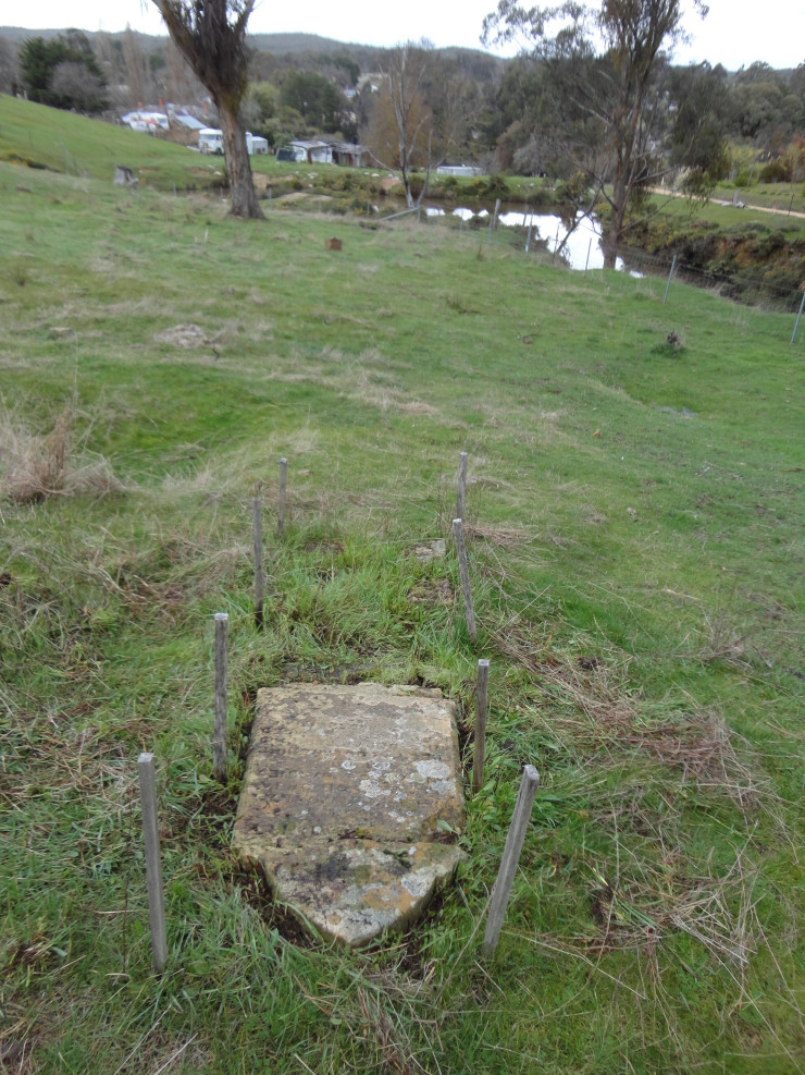 Joseph Barnes headstone looking south down cemetery. 