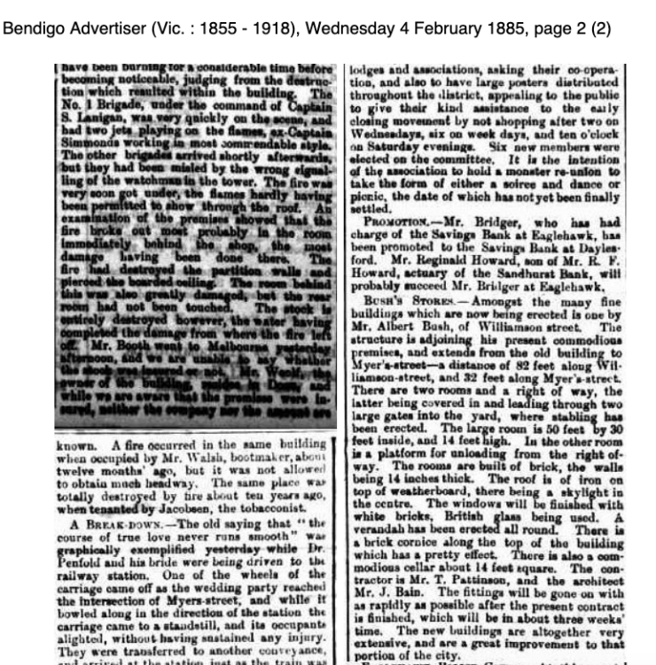 Bendigo Advertiser 1885